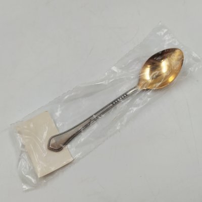 купить Ложка кофейная в оригинальном пакете с этикеткой, Таллинский опытный завод научного приборостроения "Дельта", мельхиор (медь-никель), золочение, СССР, 1979 г.
