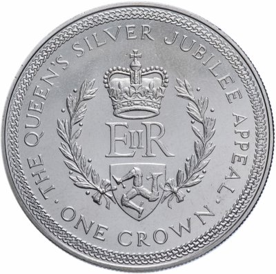 купить Остров Мэн 1 крона 1977 "25 лет правления Королевы Елизаветы II (монограмма ERII)"