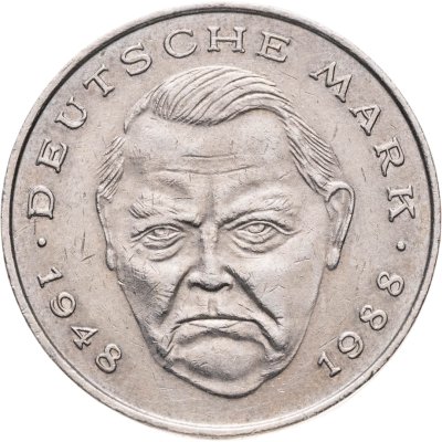 купить Германия 2 марки 1989 G "Людвиг Эрхард, 40 лет Федеративной Республике (1948-1988)"