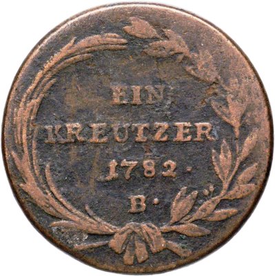 купить Австрия 1 крейцер 1782, знак монетного двора "B" - Кремница