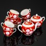 Купить Сервиз чайный "Слива" на 6 персон, автор А.А. Чекулина (14 предметов), фарфор, крытье, роспись, золочение, Дмитровский фарфоровый завод (ДФЗ Вербилки), СССР, 1965-1991 гг.