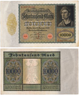 купить Германия 10000 марок 1922 год (Pick 70) Буква J