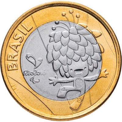 купить Бразилия 1 real (реал) 2016 "XV летние Паралимпийские Игры в Рио-де-Жанейро 2016 mascot Tom (талисман Том)"