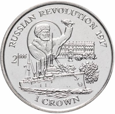 купить Остров Мэн 1 крона 1999 Октябрьская Революция 1917 в России