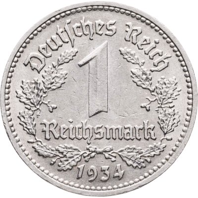 купить Германия, Третий рейх 1 рейхсмарка 1934 D