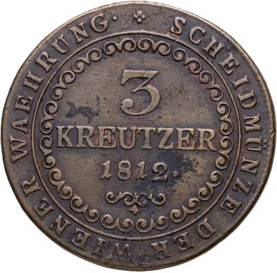 купить Австрия 3 крейцера (kreutzer) 1812, знак монетного двора "B" - Кремница