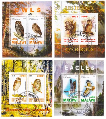 купить Набор марок из 4 квартблоков "Фауна. Птицы."