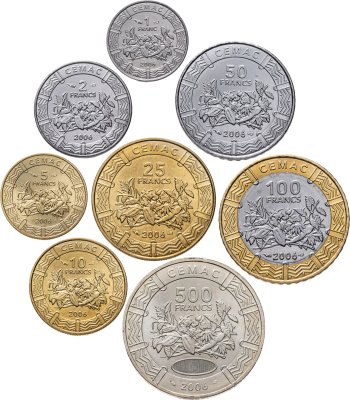 купить Центральная Африка (ВЕАС) набор из 8 монет 2006 (1, 2, 5, 10, 25, 50, 100, 500 франков)