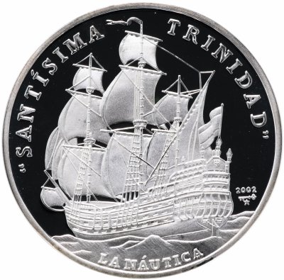 купить Куба 10 песо 2002 "Навигация - испанский корабль «Сантисима-Тринидад»"