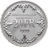 Купить Швейцария 20 франков 1999 "150 лет почте Швейцарии" в капсуле