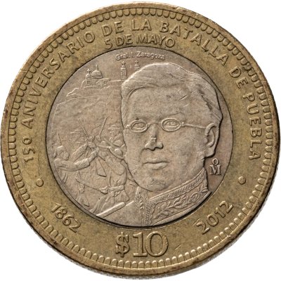 купить Мексика 10 песо (pesos) 2012 "150 лет Битве при Пуэбле"