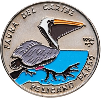 купить Куба 1 песо (peso) 1994 "Карибская фауна - Американский бурый пеликан"