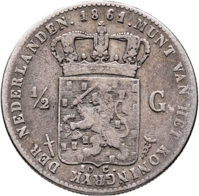 купить Нидерланды 1/2 гульдена (gulden) 1861