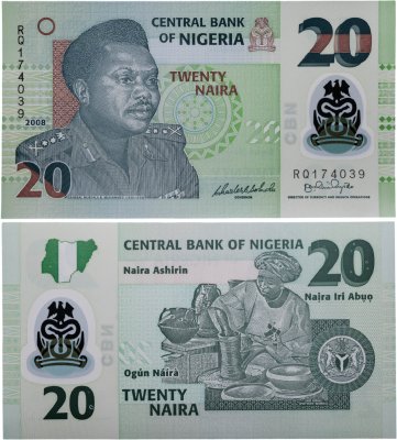 купить Нигерия 20 найра 2008 год (Pick 34в(1) пластик