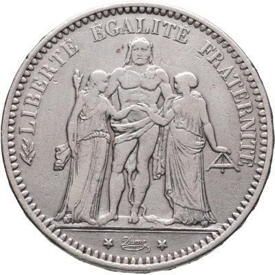 купить Франция 5 франков (francs) 1873 A Геркулес знак монетного двора: "A" - Париж