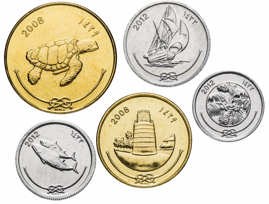 купить Мальдивы набор из 5-ти монет 2008-2012, случайная дата