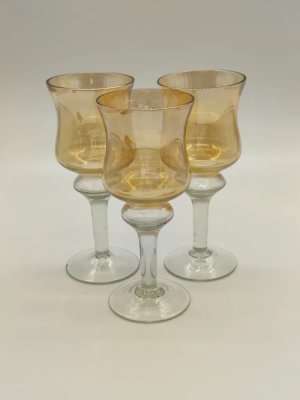 купить Набор из 3-х фужеров медового оттенка, стекло, СССР, 1980 г.