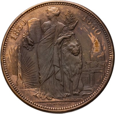 купить Бельгия 5 франков 1880 "50 лет независимости Бельгии" медная версия