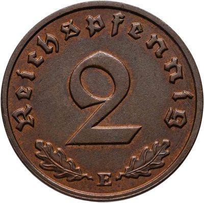 купить Германия (Третий рейх) 2 рейхспфеннига 1939 Знак монетного двора: "E" - Мульденхюттен