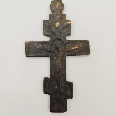 купить Крест наперсный "Распятие Христово" (с оглавием), бронза, Российская империя, 1870-1910 гг.