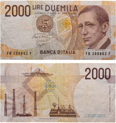 купить Италия 2000 лир 1990