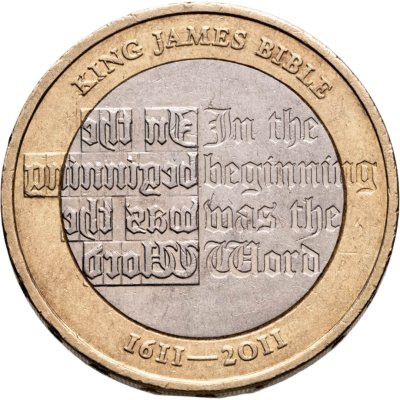 купить Великобритания 2 фунта (pounds) 2011 "400 лет Библии Короля Якова"