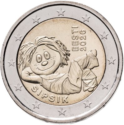 купить Эстония 2 евро 2026 "Сипсик - тряпичная кукла, персонаж детских книг"