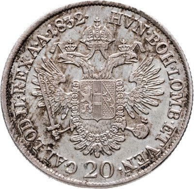 купить Австрия 20 крейцеров (kreuzer) 1832, знак монетного двора "A" - Вена