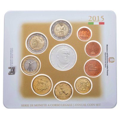 купить Италия, тематический годовой набор из 10 монет евро 2015 г. в честь 500-летия со дня рождения св. Филиппо Нери, в оригинальном буклете
