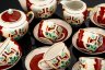 Купить Сервиз чайный с изображением птиц: чайник, молочник, сахарница и 6 чайных пар, фарфор, трафарет, роспись, золочение, Дмитровский фарфоровый завод (ДФЗ Вербилки), СССР, 1954-1970 гг.
