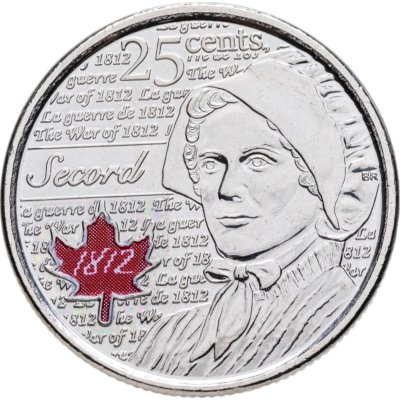купить Канада 25 центов (cents) 2013 "Война 1812 года - Лора Секорд" (цветная)