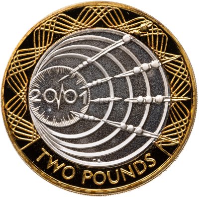 купить Великобритания 2 фунта (pounds) 2001 "100-летие первой беспроводной передачи Маркони через Атлантику"