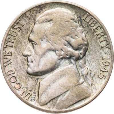 купить США 5 центов (cents) 1945 S Jefferson Nickel (Джефферсон) знак монетного двора "S" - Сан-Франциско