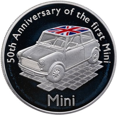 купить Олдерни 5 фунтов 2009 "50-летие автомобиля Мини. С флагом"