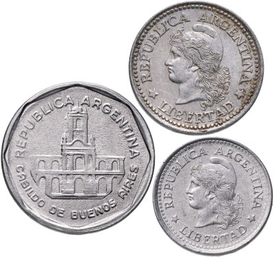 купить Аргентина набор монет 1970 - 1989 (3 штуки)