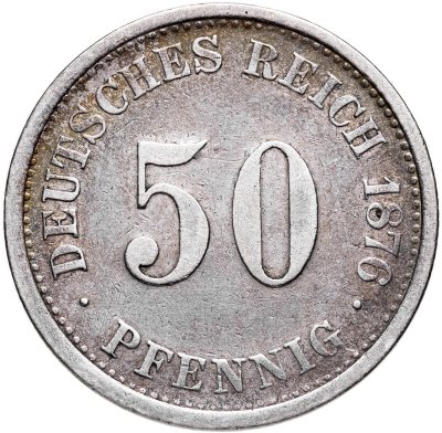 купить Германия 50 пфеннигов (pfennig) 1876 J знак монетного двора: "J" - Гамбург