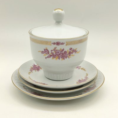 купить Столовый набор из сахарницы и 3-х блюдец, фарфор, деколь, золочение, Graf Von Henneberg Porzellan, 1777 Jlmenau, Германия, 1977-1990 гг.