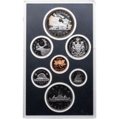 купить Канада годовой набор из 7 монет 1981 года Proof, серебряный 1 доллар "100-летие Транс-Канадской железной дороги. Паровоз"