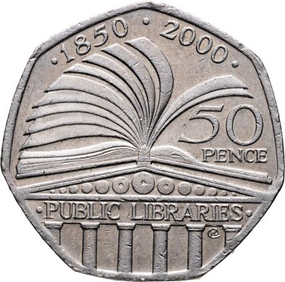 купить Великобритания 50 пенсов 2000 "150 лет публичной библиотеке"