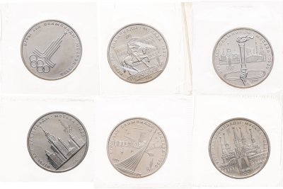 купить Набор из 6 юбилейных монет 1 рубль 1977-1980 Олимпиада-80 в запайке