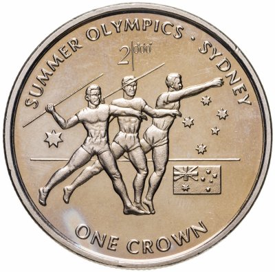 купить Остров Мэн 1 крона (crown) 1999 "XXVII летние Олимпийские Игры, Сидней 2000 - Метание копья"