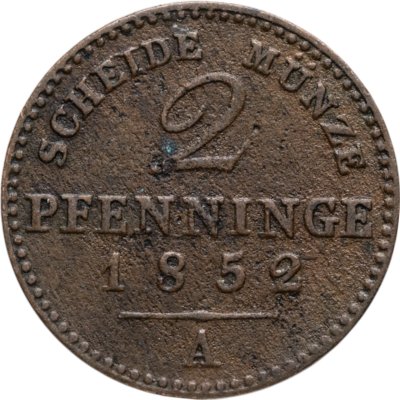 купить Пруссия 2 пфеннинга 1852 A