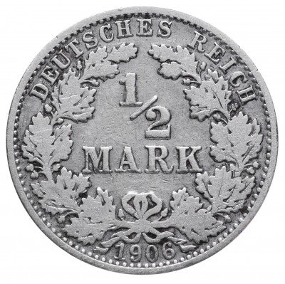 Купить Германия 1/2 рейх марки 1906 "А"