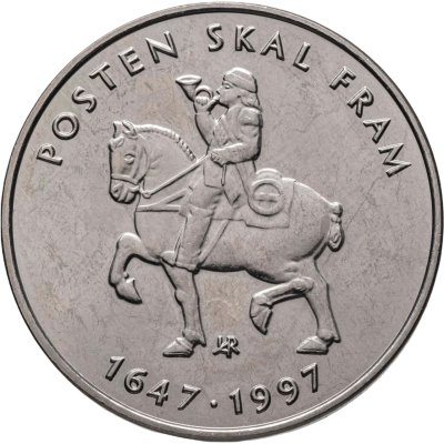 купить Норвегия 5 крон 1997 "350 лет Норвежской почтовой службе"