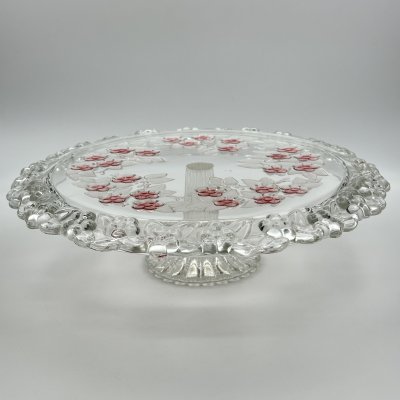 купить Ваза для сервировки (тортница) с декором в виде цветов, стекло, матирование, Западная Европа, 1980-2000 гг.