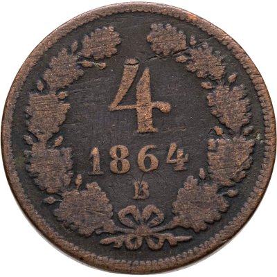 купить Австрия 4 крейцера 1864, знак монетного двора "B" - Кремница