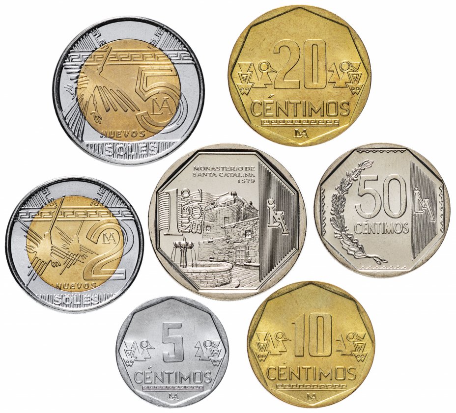купить Перу набор монет 2011 - 2013 год 5, 10, 20, 50 центимо, 1, 2 и 5 солей (7  штук)