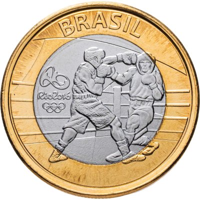 купить Бразилия 1 real (реал) 2016 "XXXI летние Олимпийские Игры, Рио-де-Жанейро 2016 boxing (бокс)"