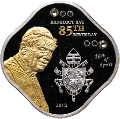 купить Острова Кука 5 долларов 2012 "Папа Бенедикт XVI 85 лет", в футляре