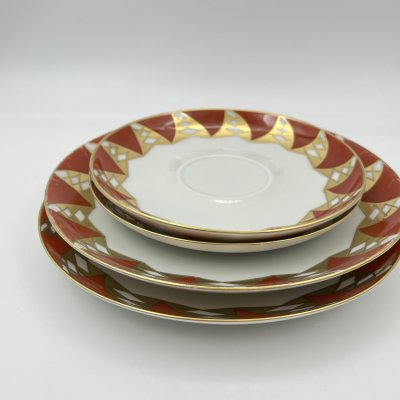купить Набор из блюдец и десертных тарелок на 2 персоны, фарфор, крытье, золочение, Wallendorf, ГДР, 1963-1970 гг.
